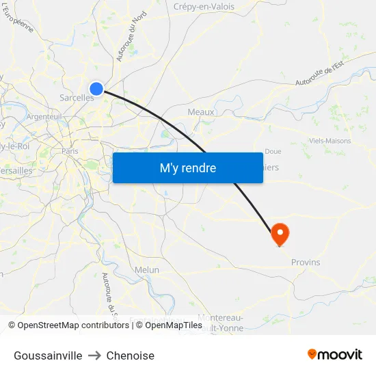 Goussainville to Chenoise map
