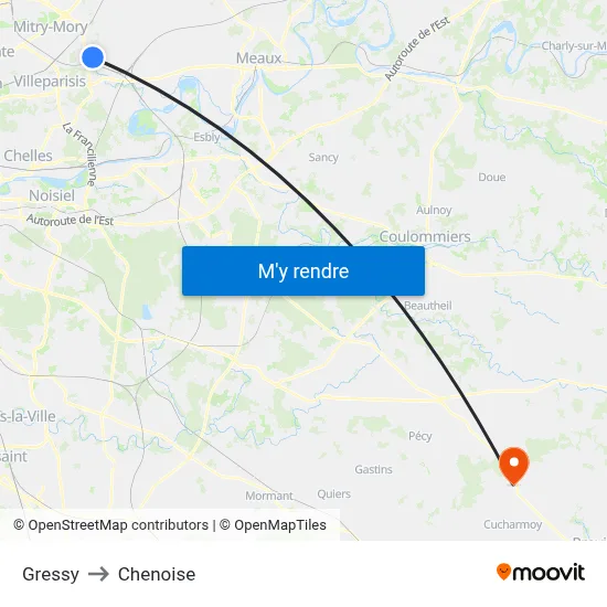 Gressy to Chenoise map