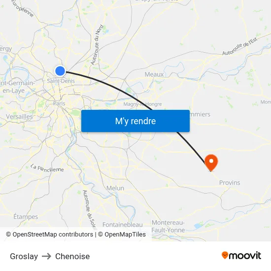 Groslay to Chenoise map