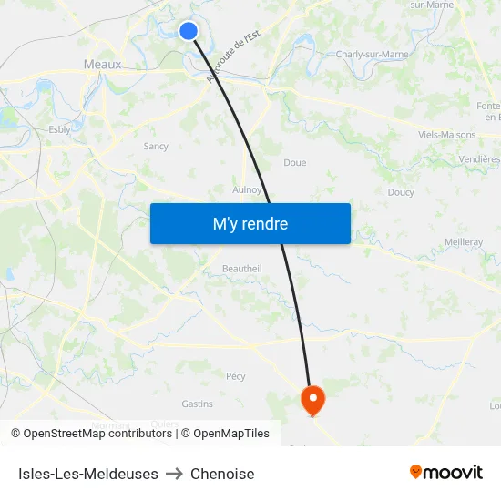 Isles-Les-Meldeuses to Chenoise map