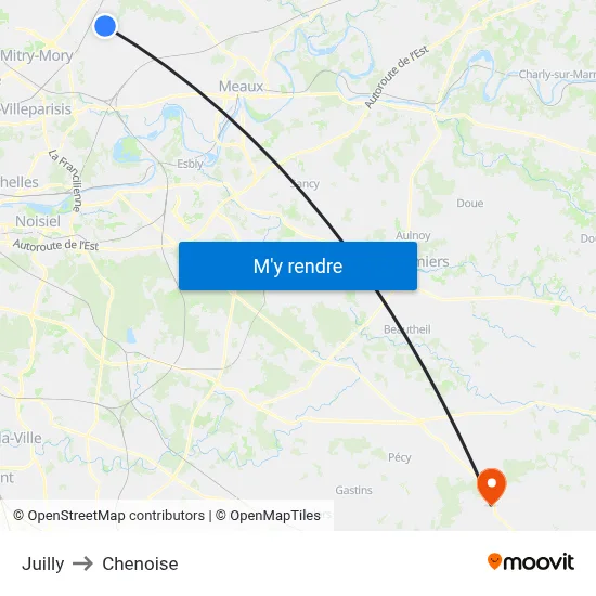 Juilly to Chenoise map