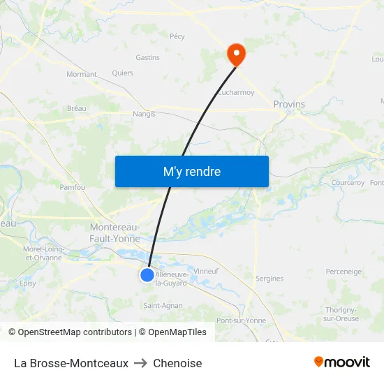 La Brosse-Montceaux to Chenoise map