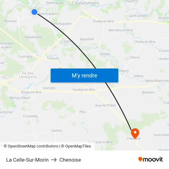 La Celle-Sur-Morin to Chenoise map