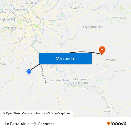 La Ferte-Alais to Chenoise map