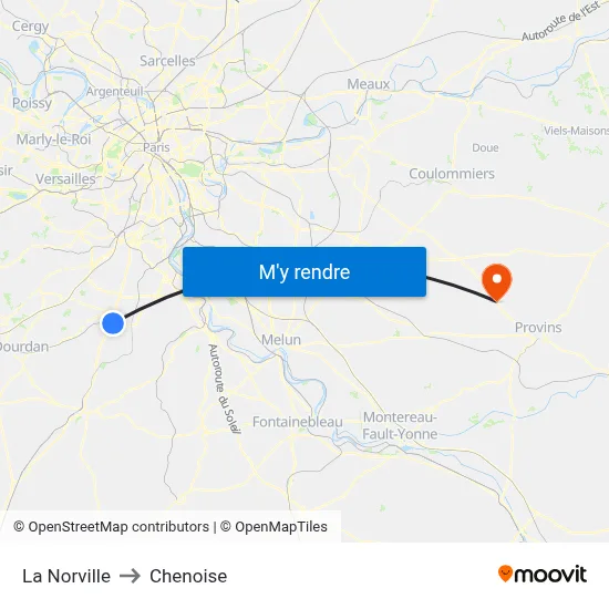 La Norville to Chenoise map