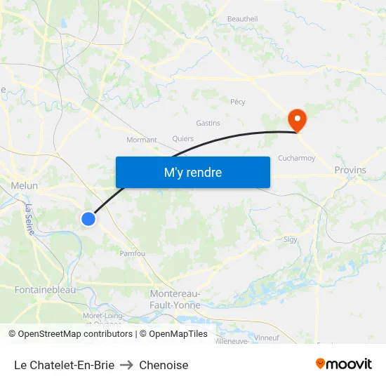 Le Chatelet-En-Brie to Chenoise map