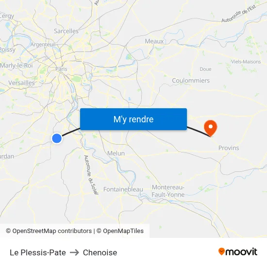 Le Plessis-Pate to Chenoise map