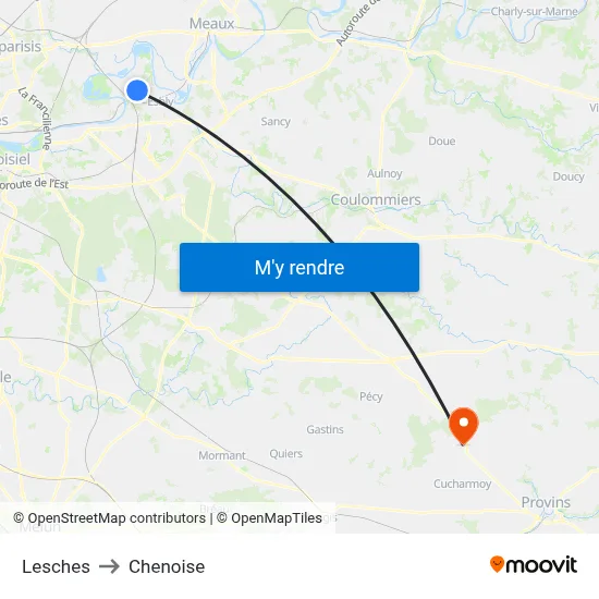 Lesches to Chenoise map