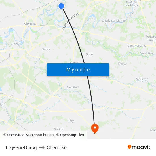 Lizy-Sur-Ourcq to Chenoise map