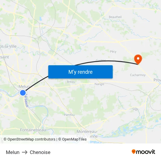 Melun to Chenoise map