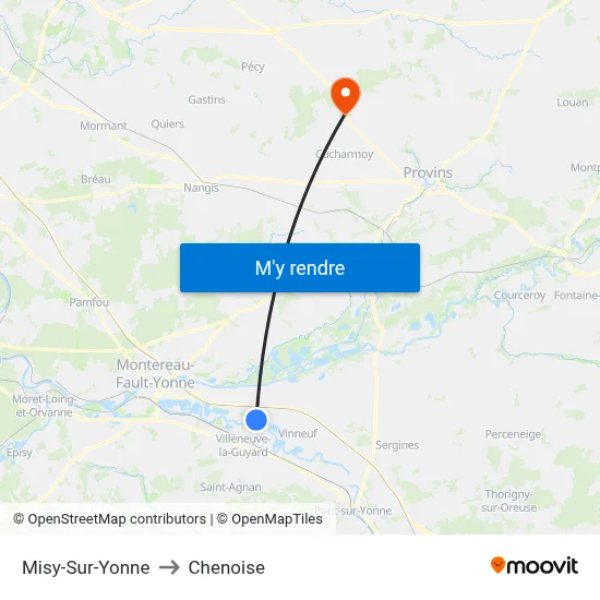 Misy-Sur-Yonne to Chenoise map