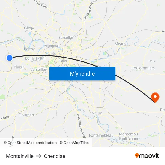 Montainville to Chenoise map