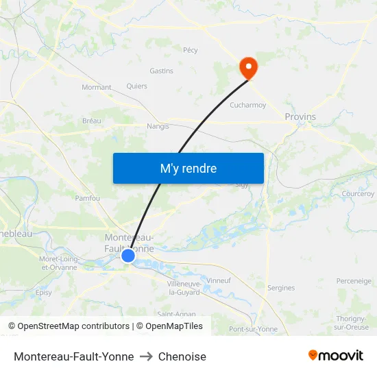 Montereau-Fault-Yonne to Chenoise map