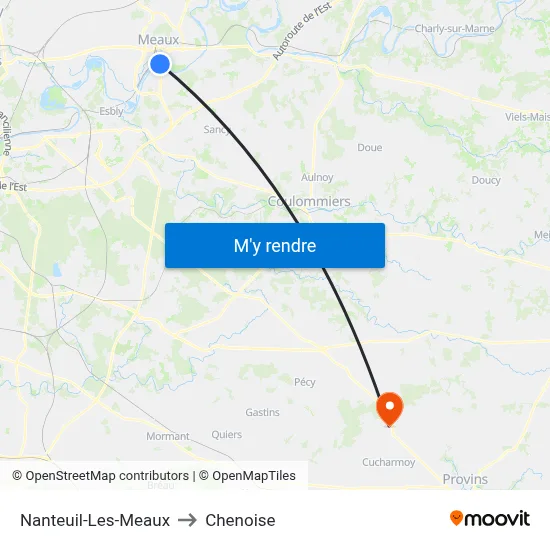 Nanteuil-Les-Meaux to Chenoise map