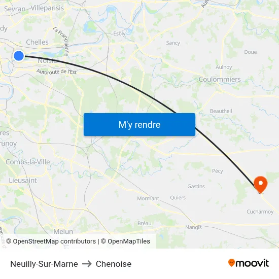 Neuilly-Sur-Marne to Chenoise map