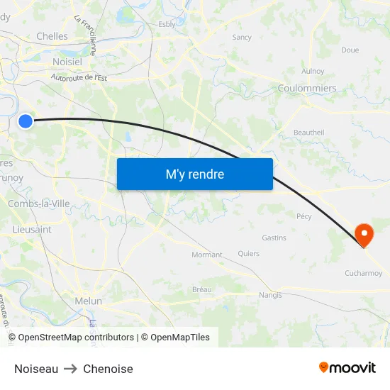 Noiseau to Chenoise map