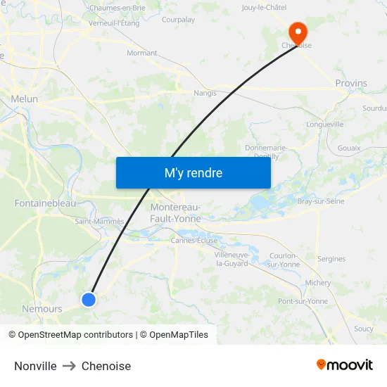 Nonville to Chenoise map