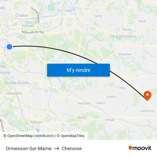 Ormesson-Sur-Marne to Chenoise map