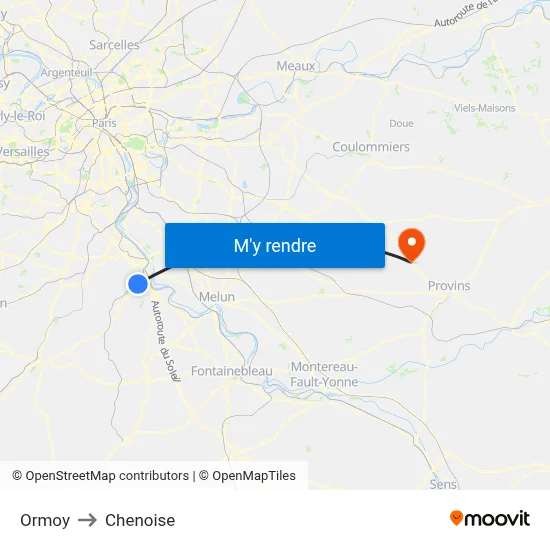 Ormoy to Chenoise map