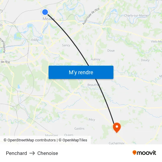 Penchard to Chenoise map