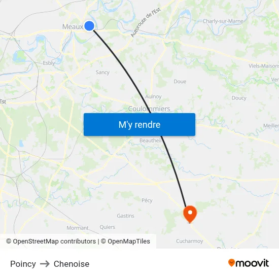 Poincy to Chenoise map