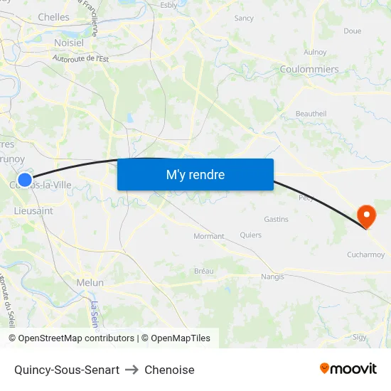 Quincy-Sous-Senart to Chenoise map