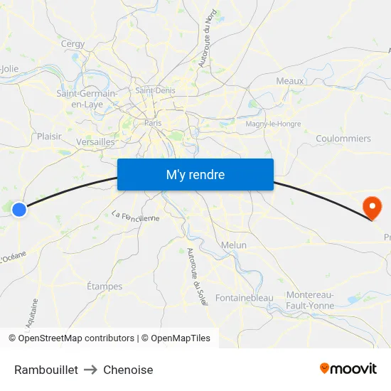 Rambouillet to Chenoise map