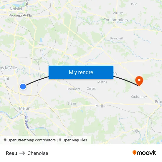 Reau to Chenoise map