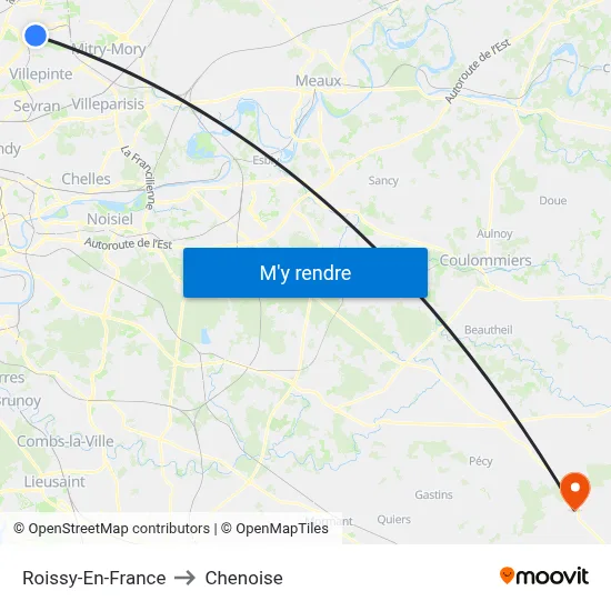 Roissy-En-France to Chenoise map