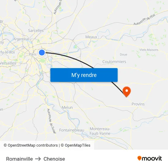 Romainville to Chenoise map
