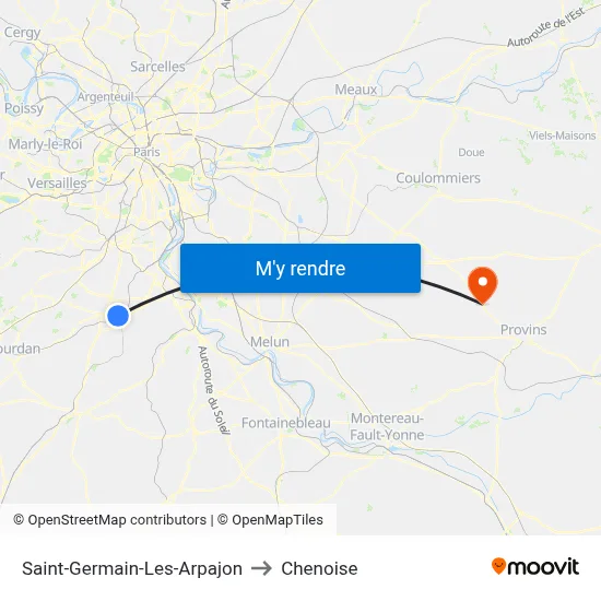 Saint-Germain-Les-Arpajon to Chenoise map