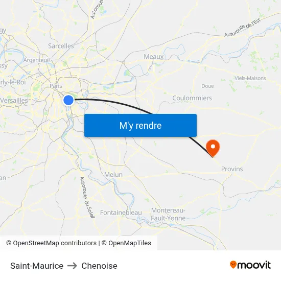 Saint-Maurice to Chenoise map