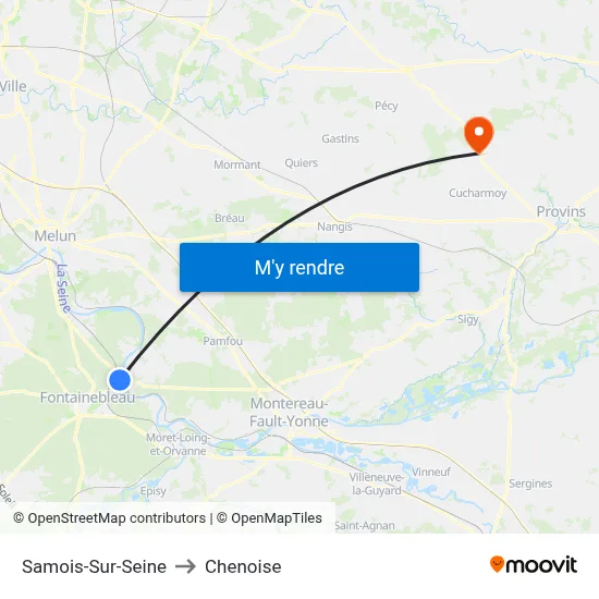 Samois-Sur-Seine to Chenoise map