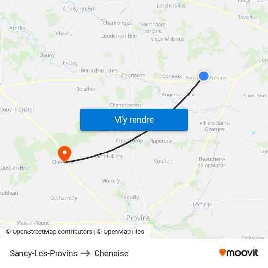 Sancy-Les-Provins to Chenoise map