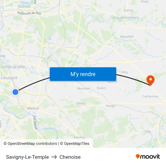 Savigny-Le-Temple to Chenoise map