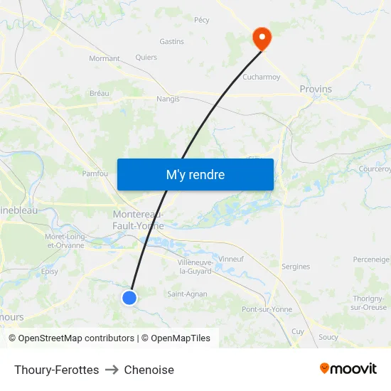 Thoury-Ferottes to Chenoise map