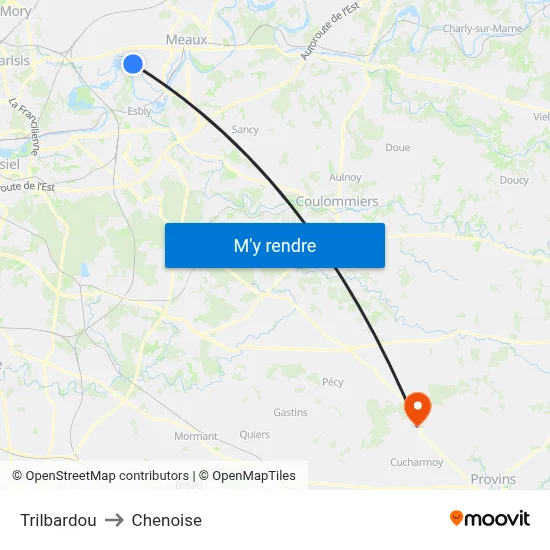 Trilbardou to Chenoise map