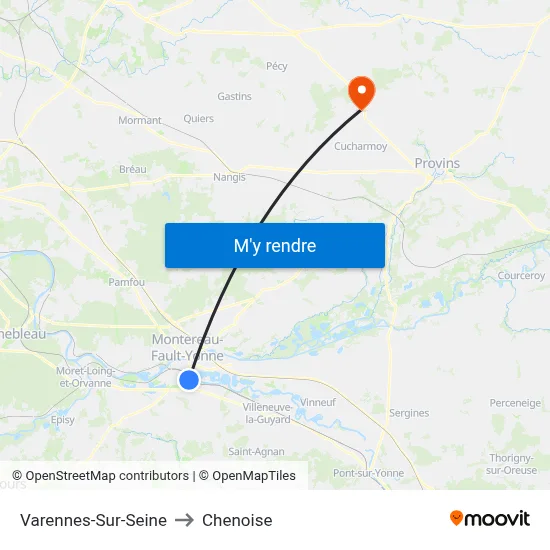 Varennes-Sur-Seine to Chenoise map