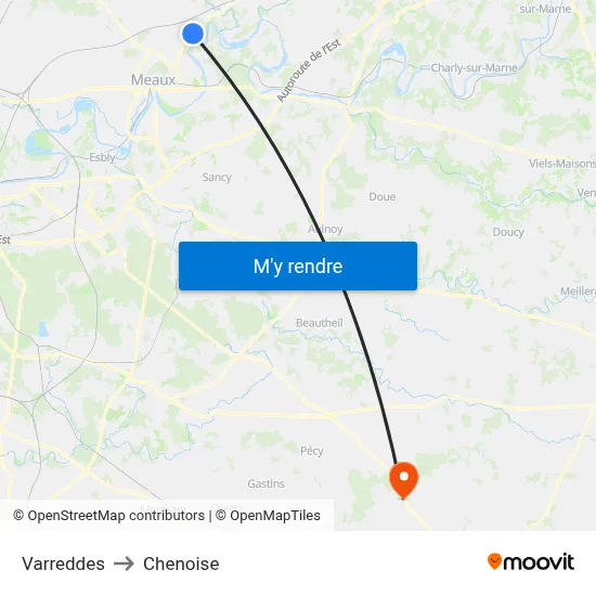 Varreddes to Chenoise map