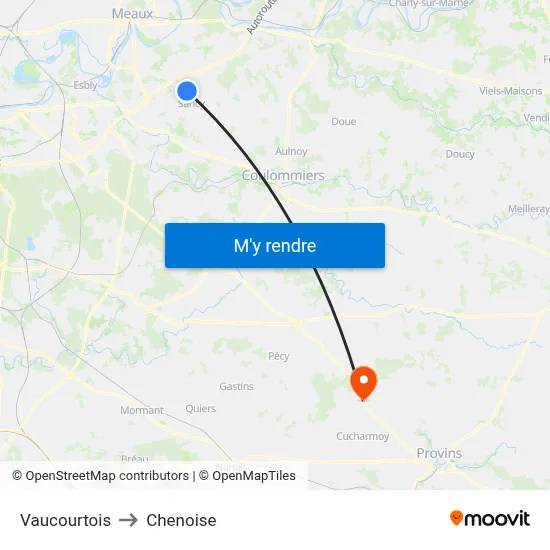Vaucourtois to Chenoise map