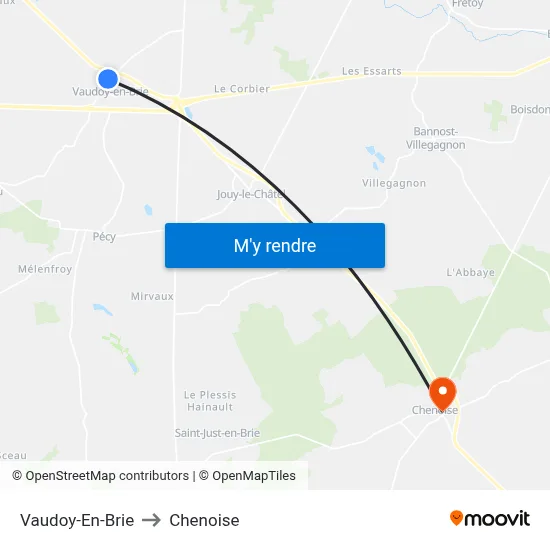 Vaudoy-En-Brie to Chenoise map