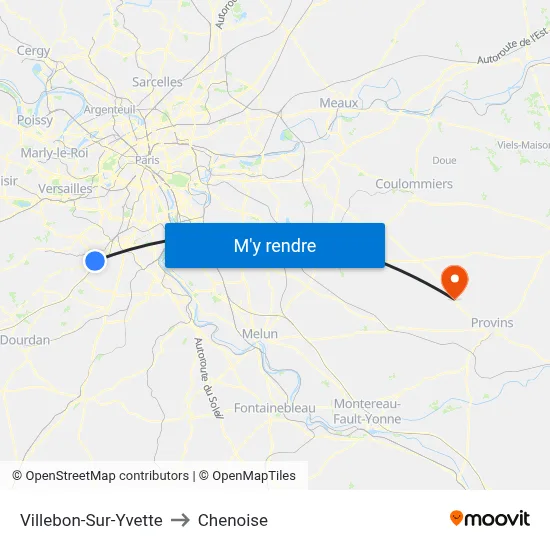 Villebon-Sur-Yvette to Chenoise map
