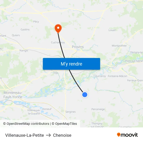 Villenauxe-La-Petite to Chenoise map