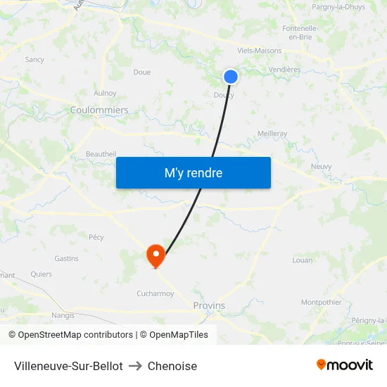 Villeneuve-Sur-Bellot to Chenoise map