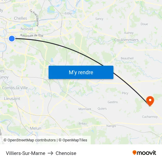 Villiers-Sur-Marne to Chenoise map