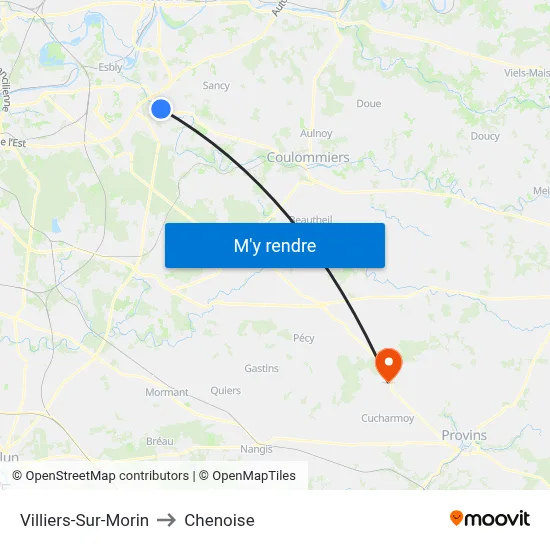 Villiers-Sur-Morin to Chenoise map