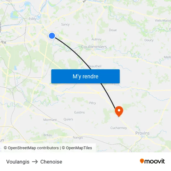 Voulangis to Chenoise map