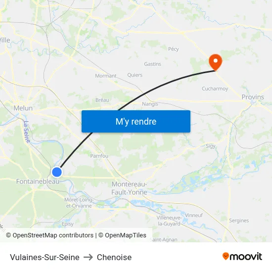 Vulaines-Sur-Seine to Chenoise map