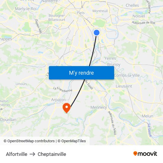 Alfortville to Cheptainville map