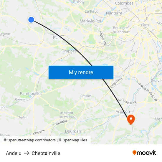 Andelu to Cheptainville map